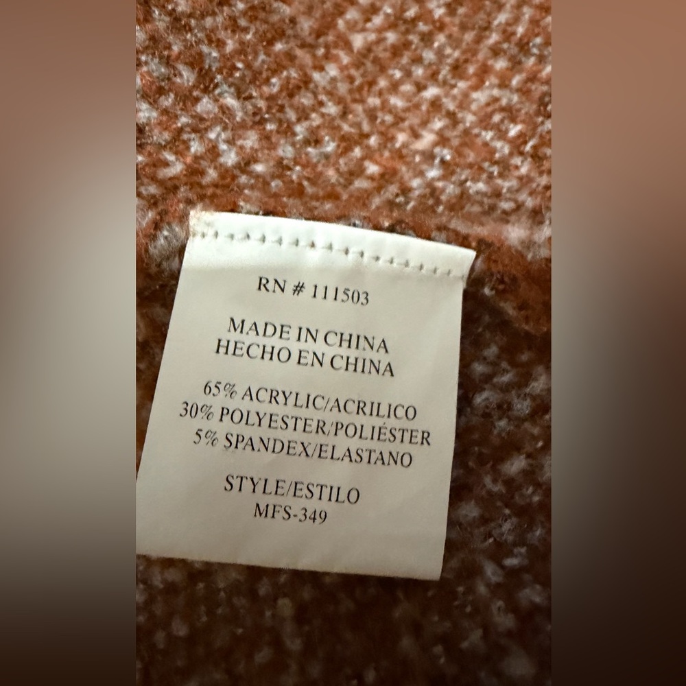 Rust Geo-Pattern Open Front Cardigan Sweater for … - image 11